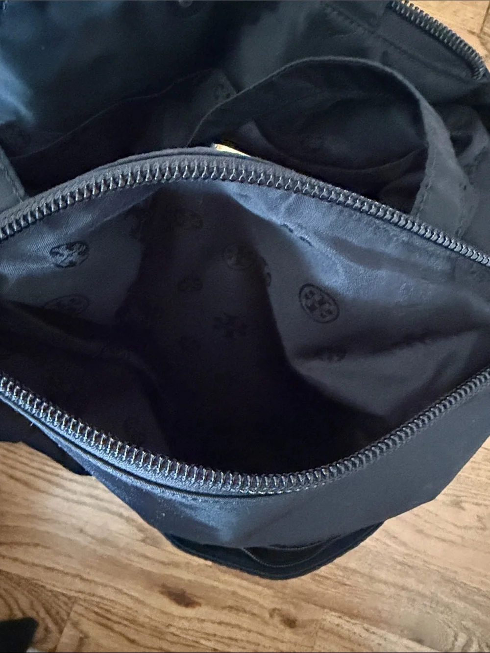 Used Tory Burch Black Nylon Duffel Bag with Logo Detail
